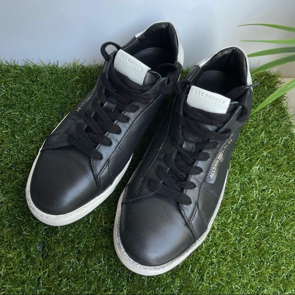 - ALLSAINTS🔴Sheer low top Leather Sneakers 8 Bicolor blackwhite - Picture 8 of 10